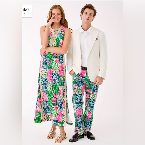 Lilly Pulitzer Edita Maxi Shift Dress Party Punch Patch new - Picture 2 of 7